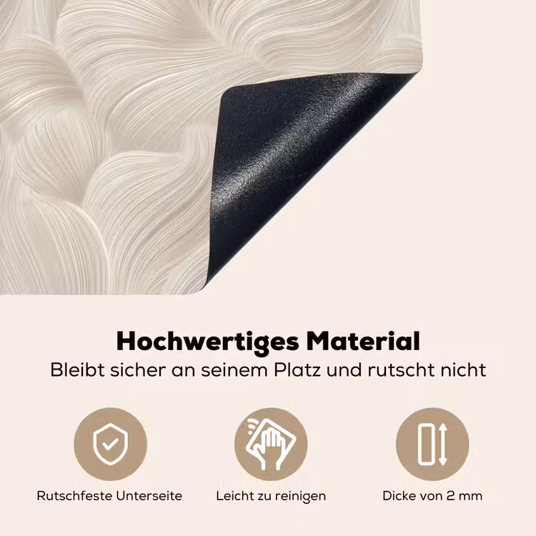 Lijnen - Waaier - Beige Inductie beschemer met haakjes klein 777 -ky-onderkant-de