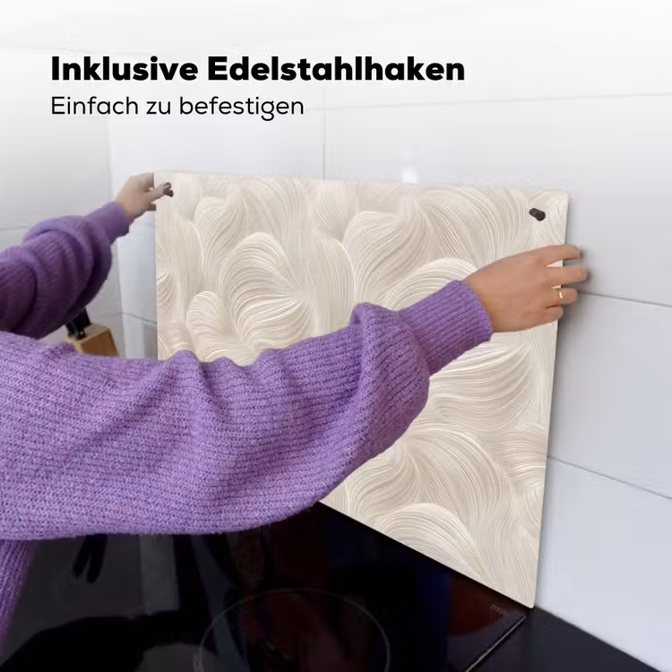 Lijnen - Waaier - Beige Inductie beschemer met haakjes klein 777 -ky-ophangen-de