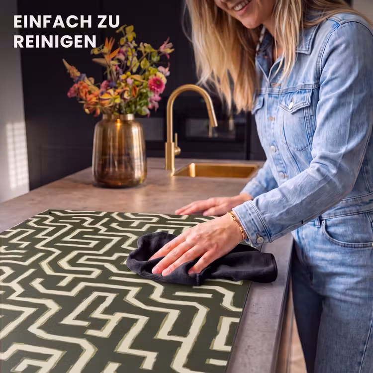 2-in-1 Herdabdeckplatte & Spritzschutz - Linien - Abstrakt - Grün - Lijnen - Abstract - Groen Inductie beschemer met haakjes klein 777