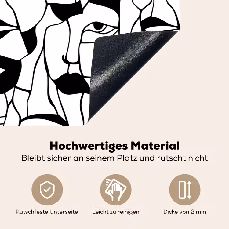 Lijnen - Gezichten - Zwart - Wit Inductie beschemer met haakjes klein 777 -ky-onderkant-de