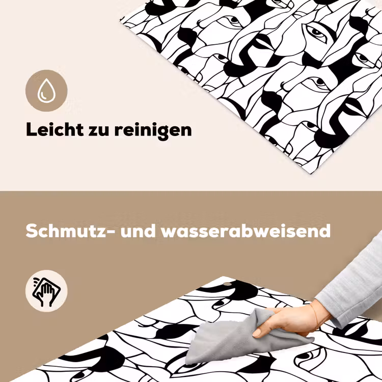 Lijnen - Gezichten - Zwart - Wit Inductie beschemer met haakjes klein 777 -ky-schoon-de