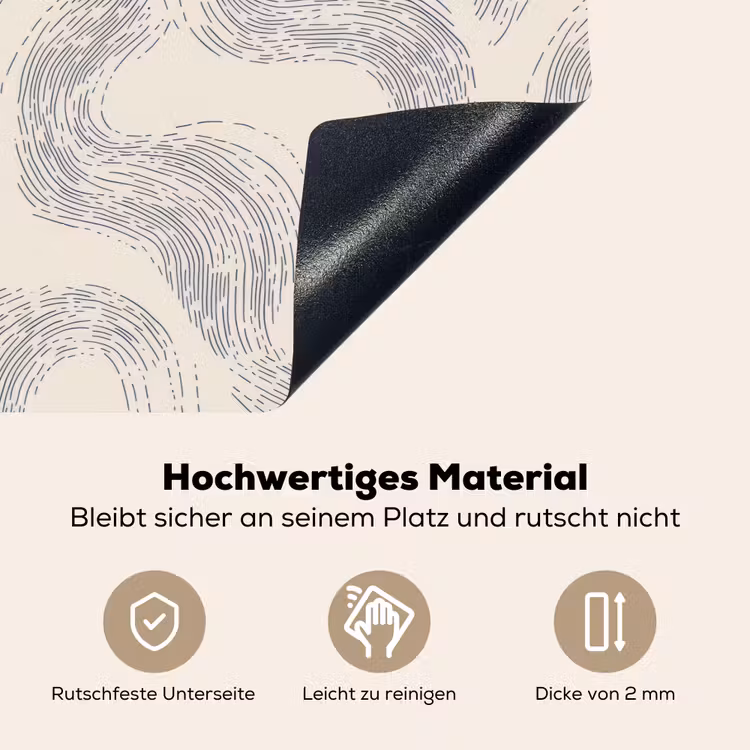 Lijnen - Patroon - Beige - Minimalistisch Inductie beschemer met haakjes klein 777 -ky-onderkant-de