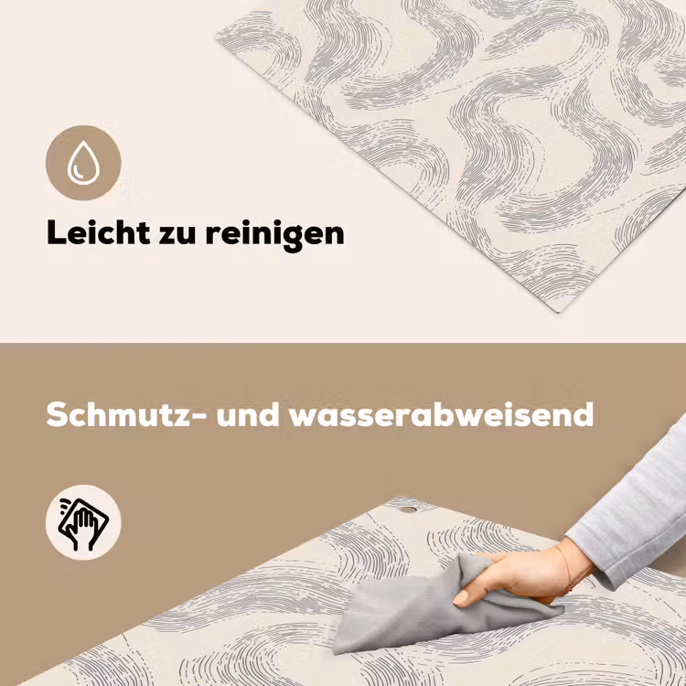 Lijnen - Patroon - Beige - Minimalistisch Inductie beschemer met haakjes klein 777 -ky-schoon-de