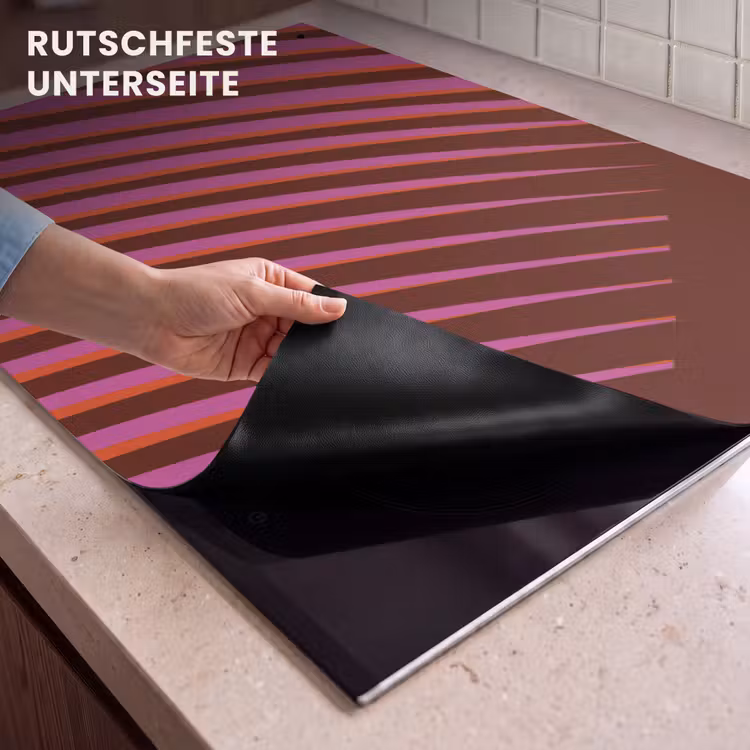 2-in-1 Herdabdeckplatte & Spritzschutz - Linien - Rot - Bewegung - Lijnen - Rood - Beweging Inductie beschemer met haakjes klein