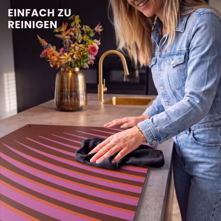 2-in-1 Herdabdeckplatte & Spritzschutz - Linien - Rot - Bewegung - Lijnen - Rood - Beweging Inductie beschemer met haakjes klein