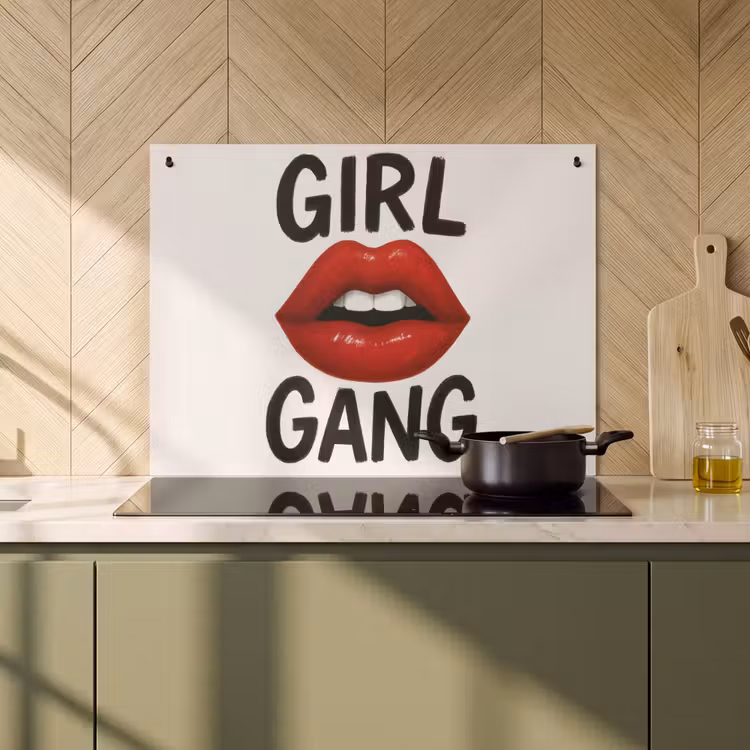 2-in-1 Herdabdeckplatte & Spritzschutz - Lippe - Mädchen - Rot - Buchstaben - Lip - Girl - Rood - Letters Inductie beschemer met haakjes klein