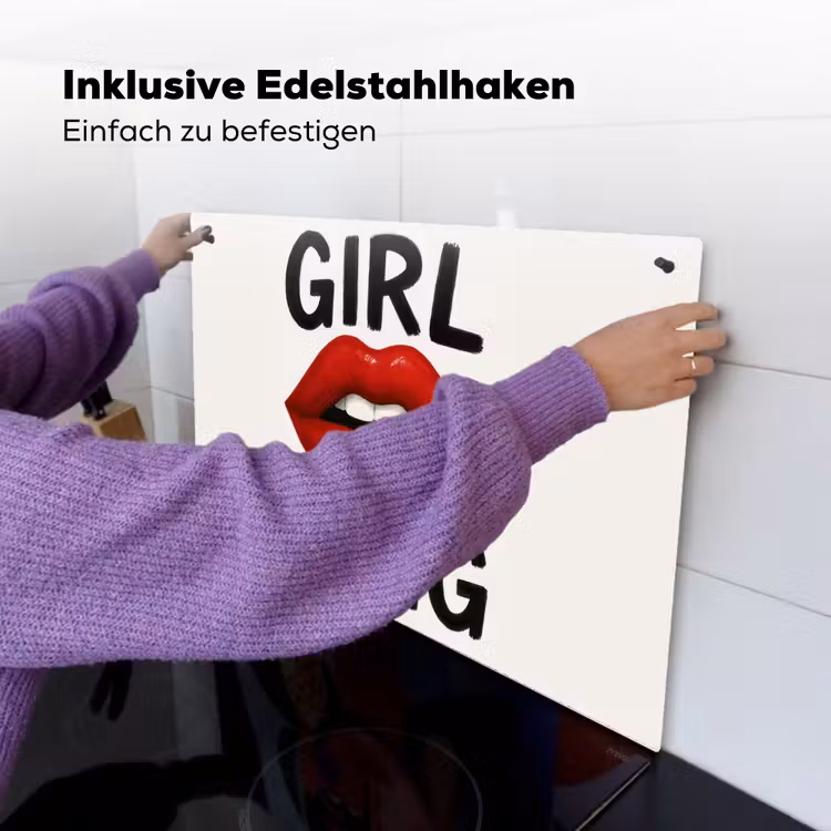 2-in-1 Herdabdeckplatte & Spritzschutz - Lippe - Mädchen - Rot - Buchstaben - Lip - Girl - Rood - Letters Inductie beschemer met haakjes klein