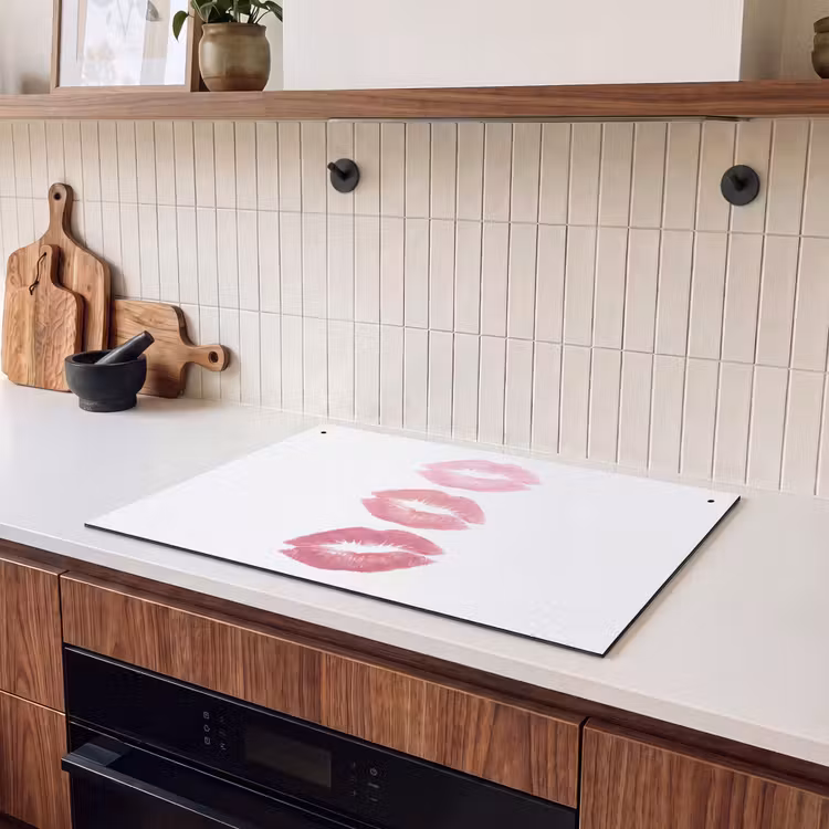 Lippen - Kusafdruk - Roze - Modern - Abstract Inductie beschemer met haakjes klein -sfeer1