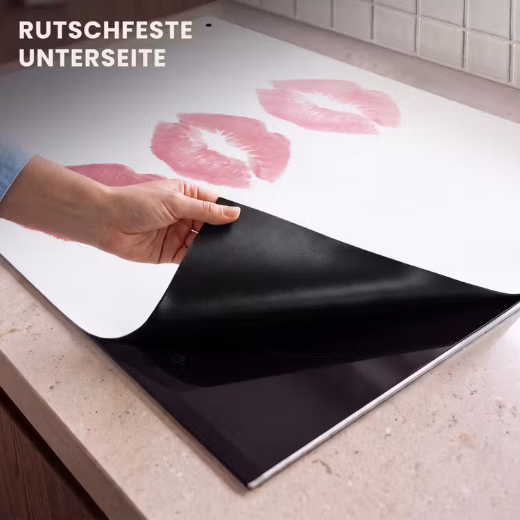 Lippen - Kusafdruk - Roze - Modern - Abstract Inductie beschemer met haakjes klein -ky-onderkant-de
