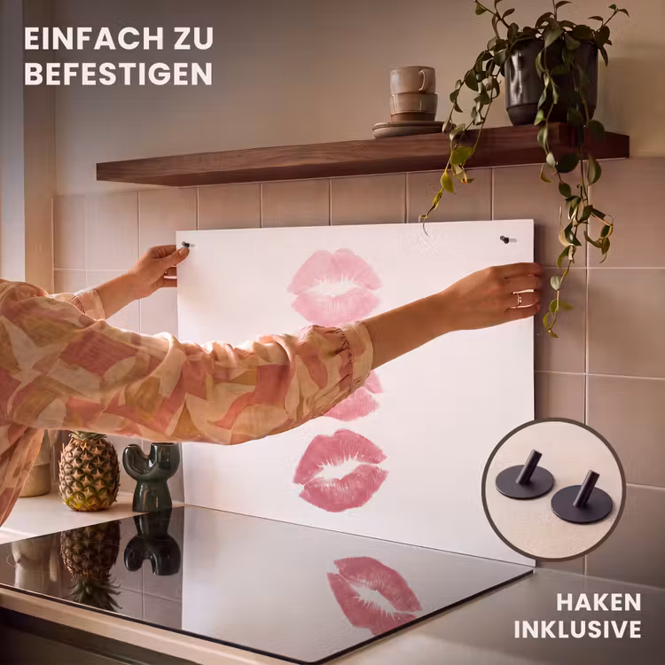 Lippen - Kusafdruk - Roze - Modern - Abstract Inductie beschemer met haakjes klein -ky-ophangen-de