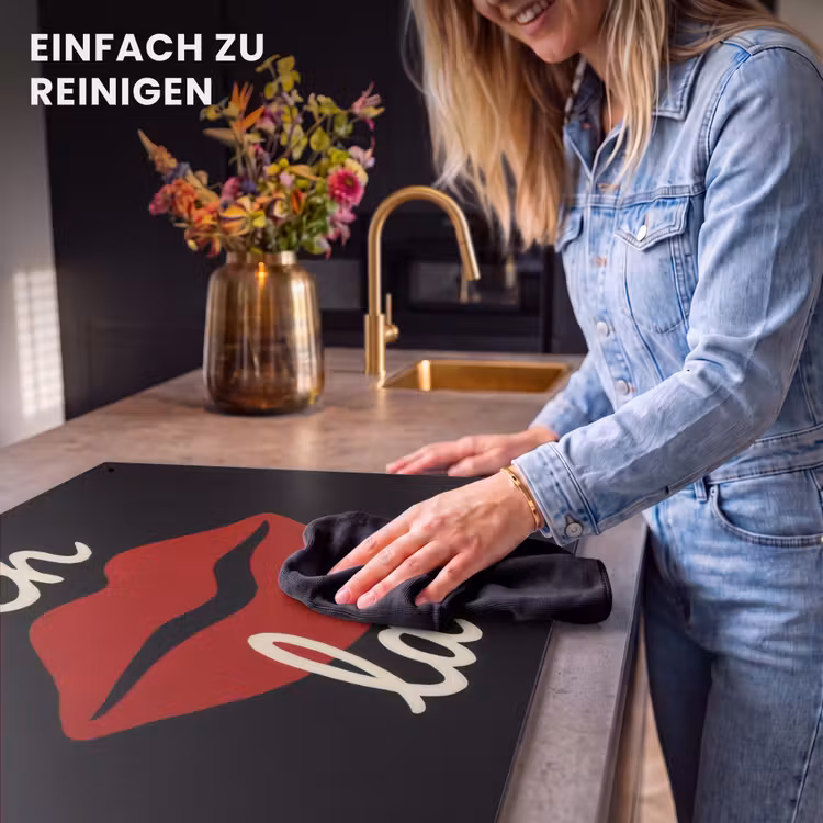 2-in-1 Herdabdeckplatte & Spritzschutz - Lippen - Rot - Zitat - Lip - Rood - Quote Inductie beschemer met haakjes klein