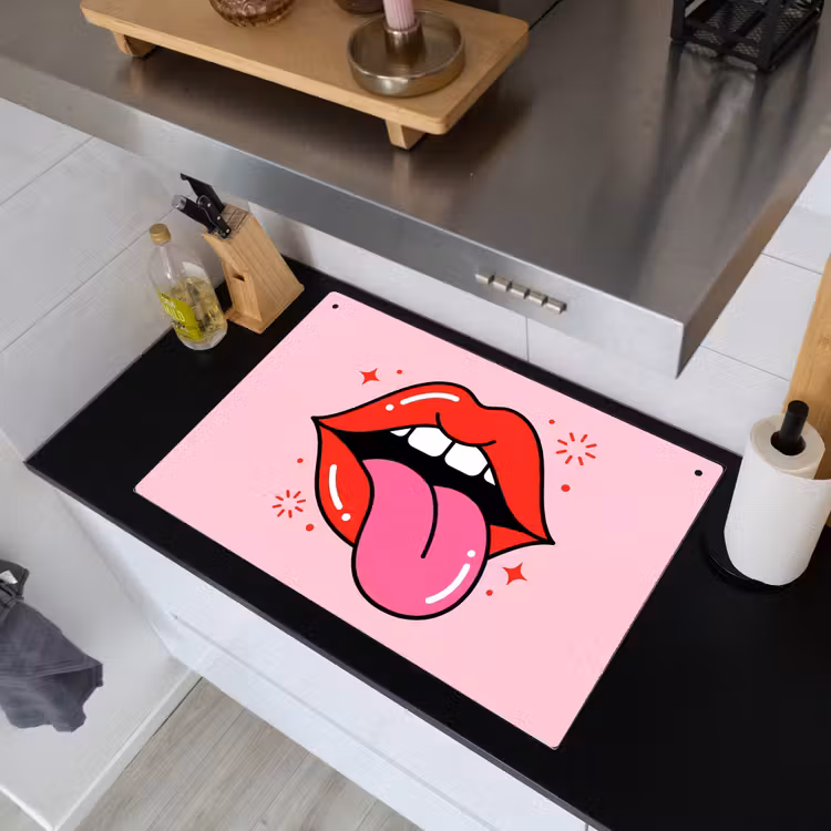 Lippen - Tong - Pop-art - Kleurrijk - Roze Inductie beschemer met haakjes klein -sfeer1