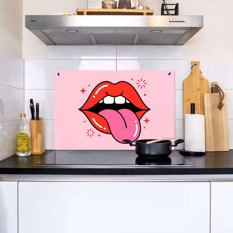 Lippen - Tong - Pop-art - Kleurrijk - Roze Inductie beschemer met haakjes klein -sfeer2