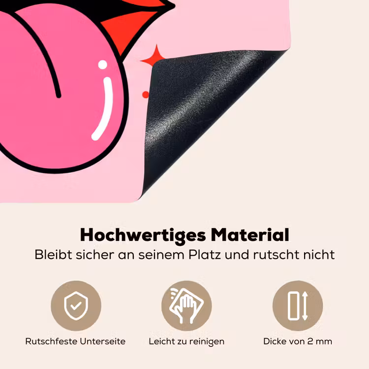 Lippen - Tong - Pop-art - Kleurrijk - Roze Inductie beschemer met haakjes klein -ky-onderkant-de