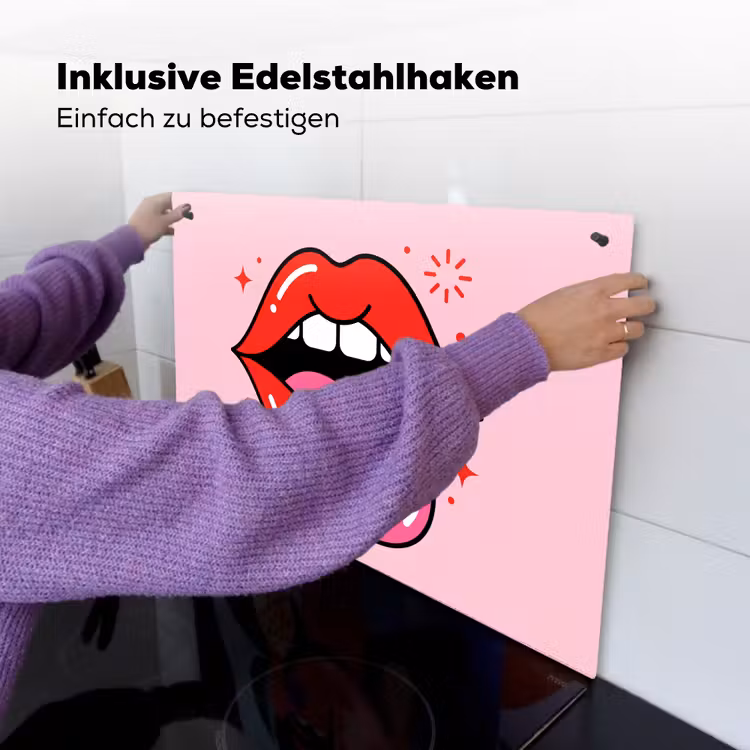 Lippen - Tong - Pop-art - Kleurrijk - Roze Inductie beschemer met haakjes klein -ky-ophangen-de