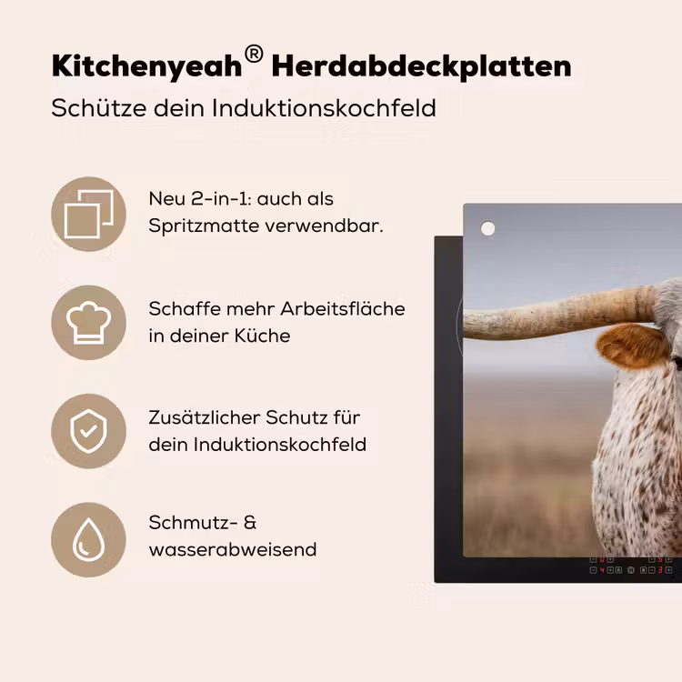 Longhorn - Grasveld - Dier Inductie beschemer met haakjes klein -ky-usp-de