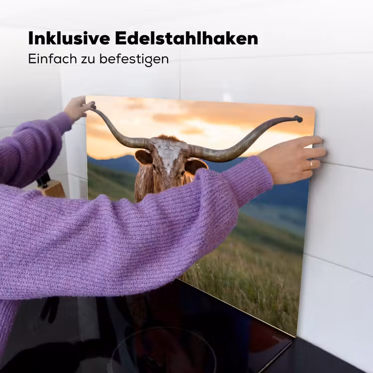 Longhorn - Landschap - Zonsondergang Inductie beschemer met haakjes klein -ky-ophangen-de