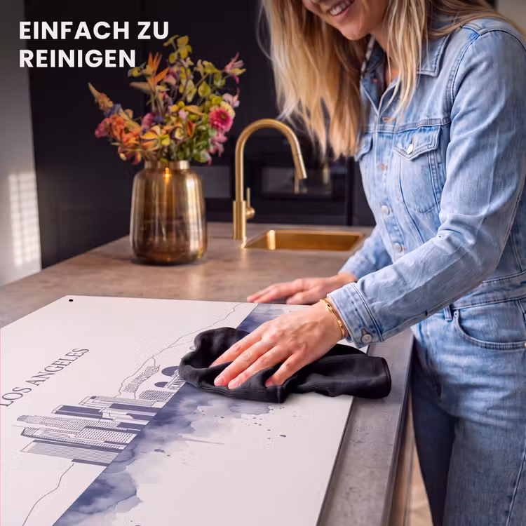 Los Angeles - Skyline - Architectuur - Aquarel - Blauw Inductie beschemer met haakjes klein -ky-schoon-de