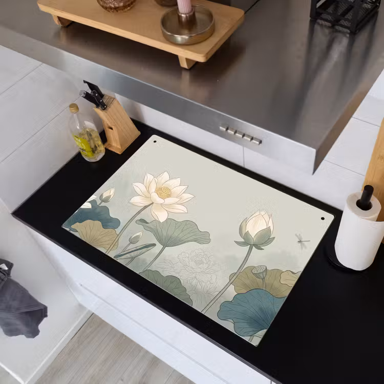 Lotus - Bloemen - Groen Inductie beschemer met haakjes klein -sfeer1