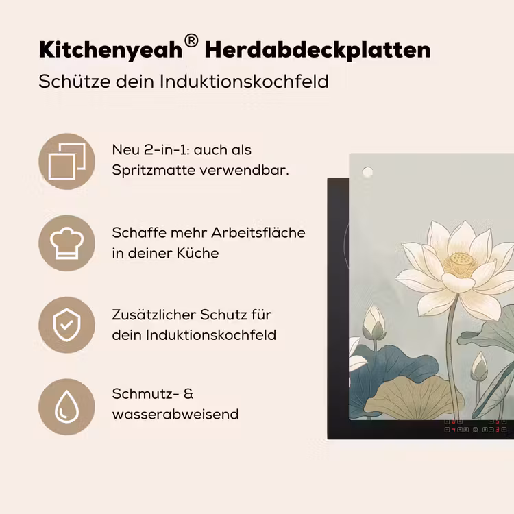 Lotus - Bloemen - Groen Inductie beschemer met haakjes klein -ky-usp-de
