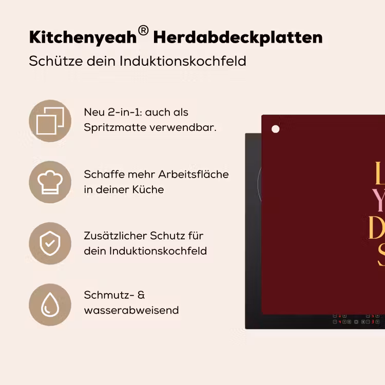 Love your damn self - Kleurrijk - Bordeaux Inductie beschemer met haakjes klein -ky-usp-de
