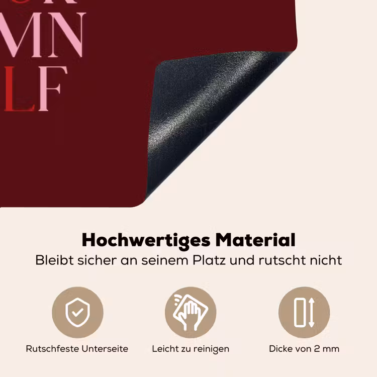Love your damn self - Kleurrijk - Bordeaux Inductie beschemer met haakjes klein -ky-onderkant-de