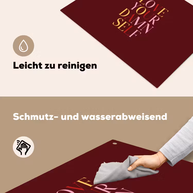 Love your damn self - Kleurrijk - Bordeaux Inductie beschemer met haakjes klein -ky-schoon-de