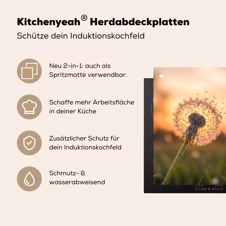 Paardenbloem - Zonsondergang - Veld Inductie beschemer met haakjes klein -ky-usp-de