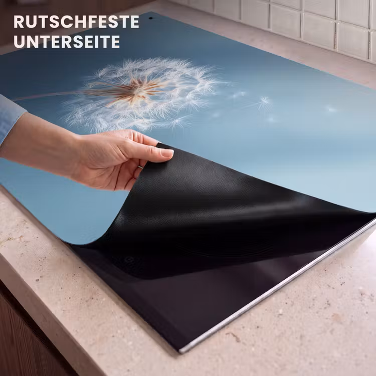 2-in-1 Herdabdeckplatte & Spritzschutz - Löwenzahn - Wind - Blau - Paardenbloem - Wind - Blauw Inductie beschemer met haakjes klein