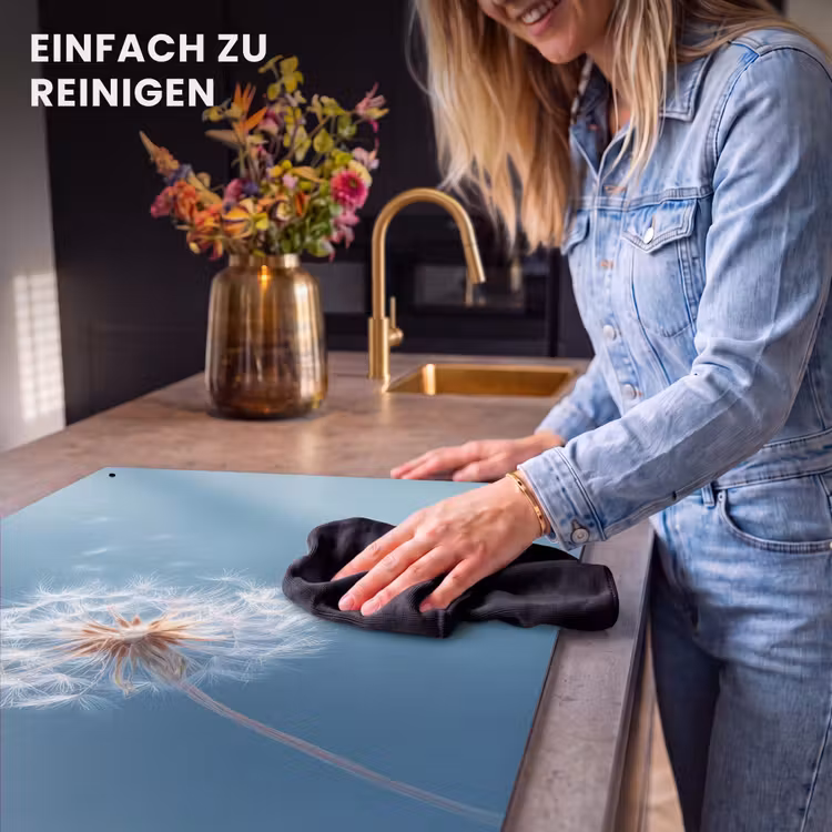 2-in-1 Herdabdeckplatte & Spritzschutz - Löwenzahn - Wind - Blau - Paardenbloem - Wind - Blauw Inductie beschemer met haakjes klein