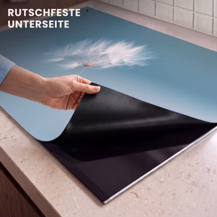 2-in-1 Herdabdeckplatte & Spritzschutz - Löwenzahnflaum - Blau - Luft - Paardenbloempluisje - Blauw - Lucht Inductie beschemer met haakjes klein