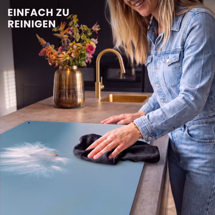2-in-1 Herdabdeckplatte & Spritzschutz - Löwenzahnflaum - Blau - Luft - Paardenbloempluisje - Blauw - Lucht Inductie beschemer met haakjes klein