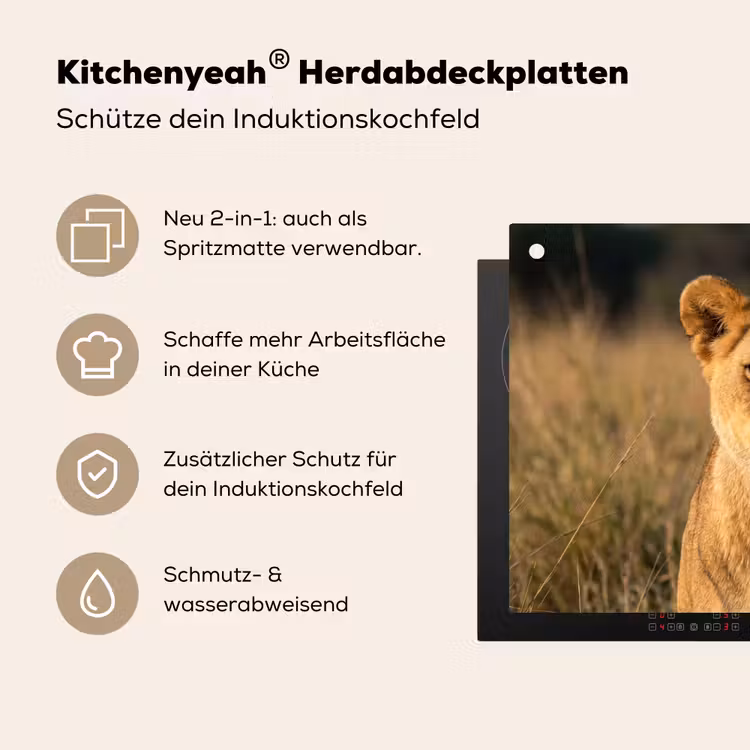 Leeuwin - Gras - Geel Inductie beschemer met haakjes klein -ky-usp-de