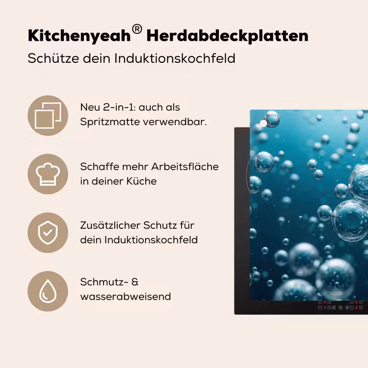 Luchtbellen - Dynamisch - Blauw Inductie beschemer met haakjes klein -ky-usp-de