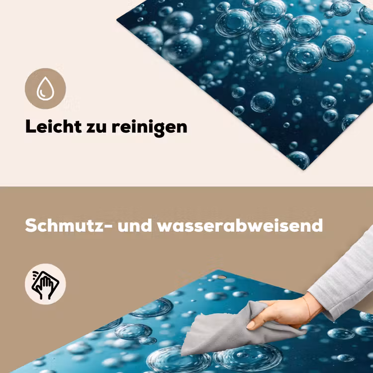 Luchtbellen - Dynamisch - Blauw Inductie beschemer met haakjes klein -ky-schoon-de