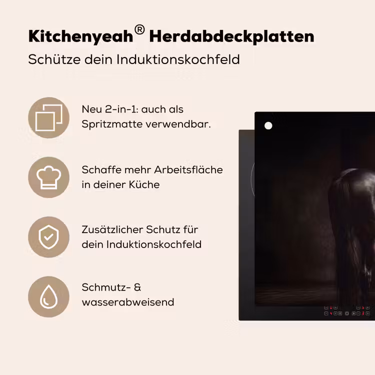Krachtig - Paard - Donker Inductie beschemer met haakjes klein -ky-usp-de
