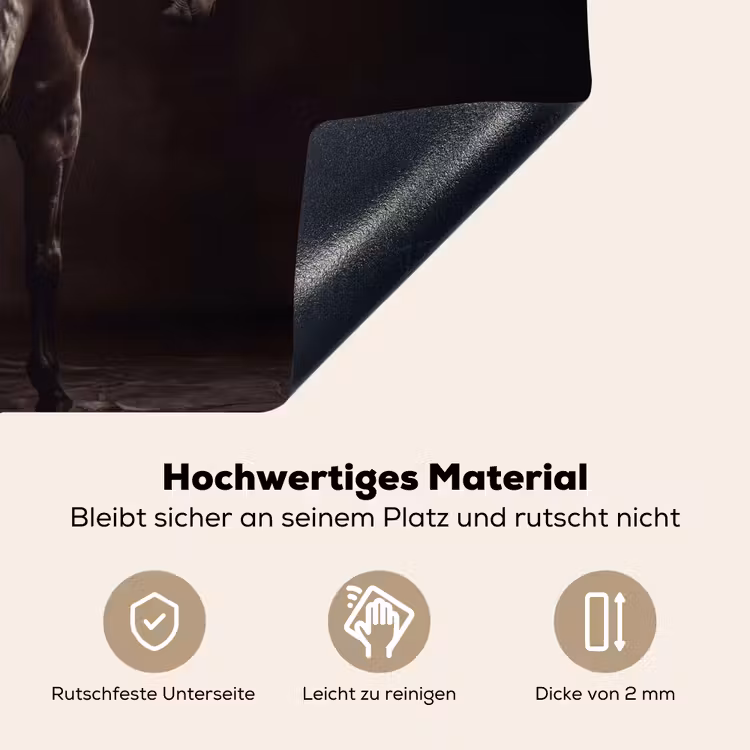 Krachtig - Paard - Donker Inductie beschemer met haakjes klein -ky-onderkant-de