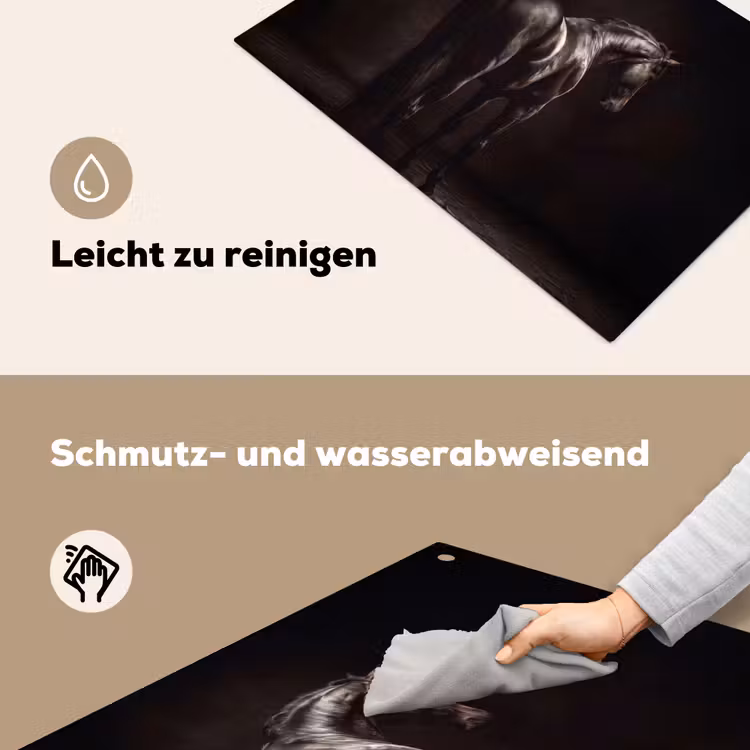 Krachtig - Paard - Donker Inductie beschemer met haakjes klein -ky-schoon-de