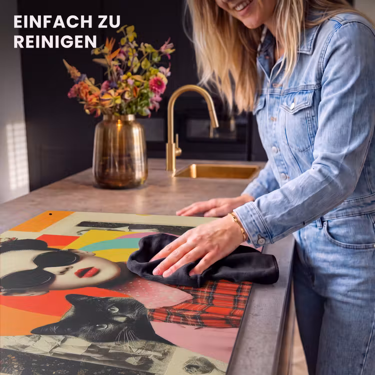 2-in-1 Herdabdeckplatte & Spritzschutz - Mädchen - Sonnenbrille - Katze - Retro - Meisje - Zonnebril - Kat - Retro Inductie beschemer met haakjes klein