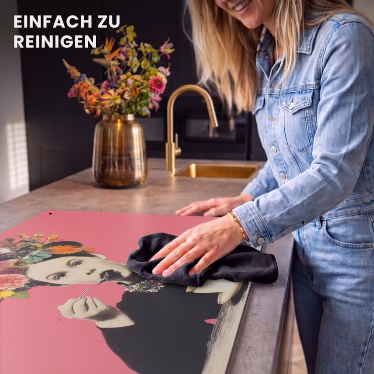 2-in-1 Herdabdeckplatte & Spritzschutz - Mädchen - Tasse - Blumen - Rosa - Meisje - Kopje - Bloemen - Roze Inductie beschemer met haakjes klein
