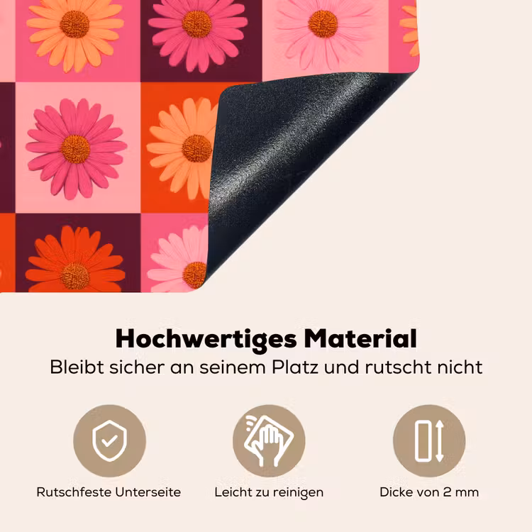 Madeliefjes - Dambord - Retro - Roze - Oranje Inductie beschemer met haakjes klein 777 -ky-onderkant-de