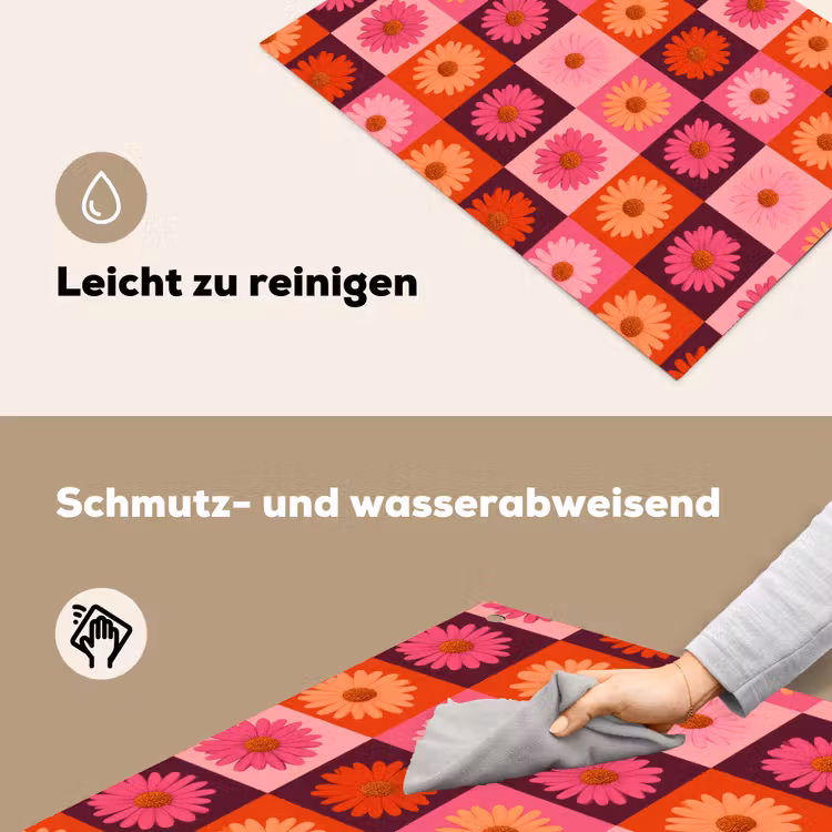Madeliefjes - Dambord - Retro - Roze - Oranje Inductie beschemer met haakjes klein 777 -ky-schoon-de