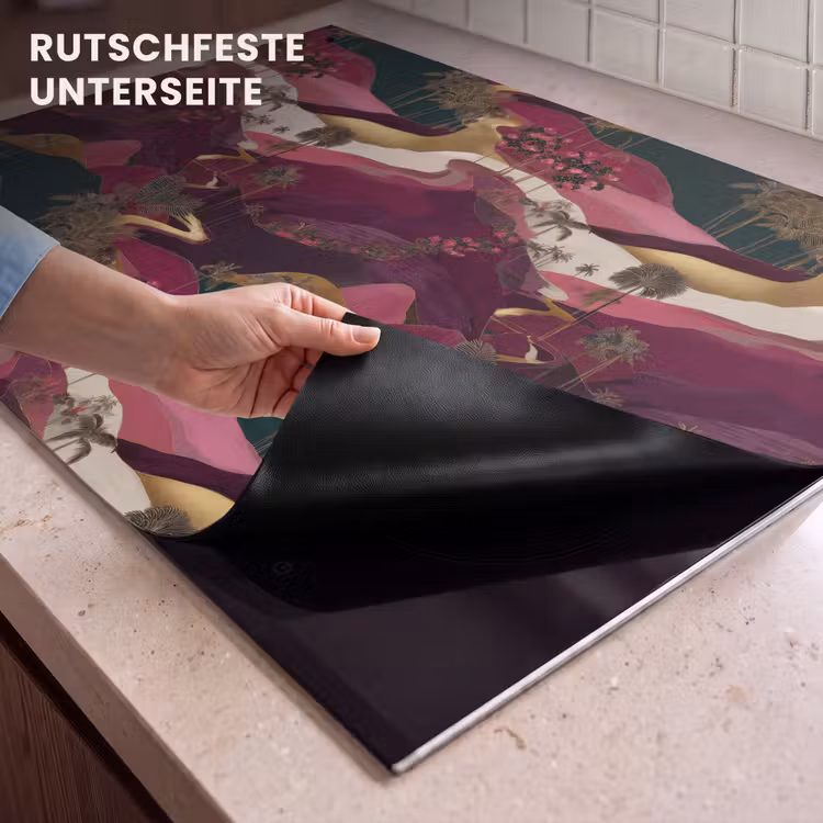 2-in-1 Herdabdeckplatte & Spritzschutz - Magie - Palmen - Gold - Magisch - Palmbomen - Goud Inductie beschemer met haakjes klein 777