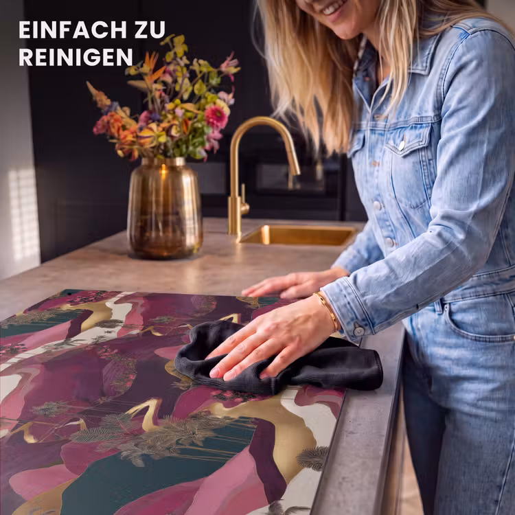 2-in-1 Herdabdeckplatte & Spritzschutz - Magie - Palmen - Gold - Magisch - Palmbomen - Goud Inductie beschemer met haakjes klein 777
