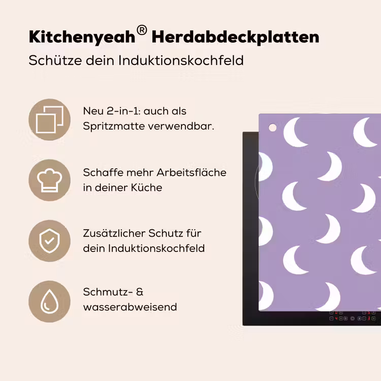 Manen - Patroon - Paars Inductie beschemer met haakjes klein 777 -ky-usp-de