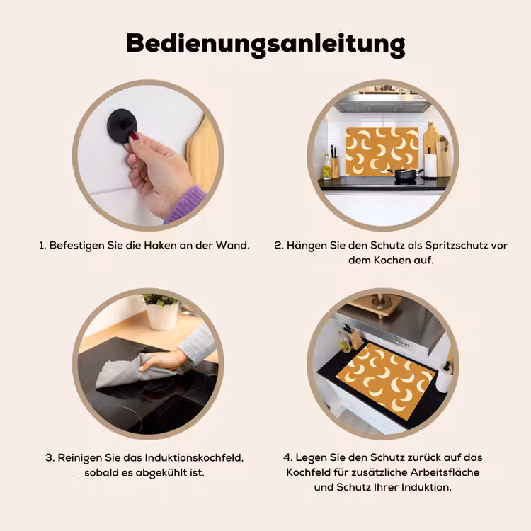 Manen - Patroon - Oker Inductie beschemer met haakjes klein 777 -ky-gebruik-de