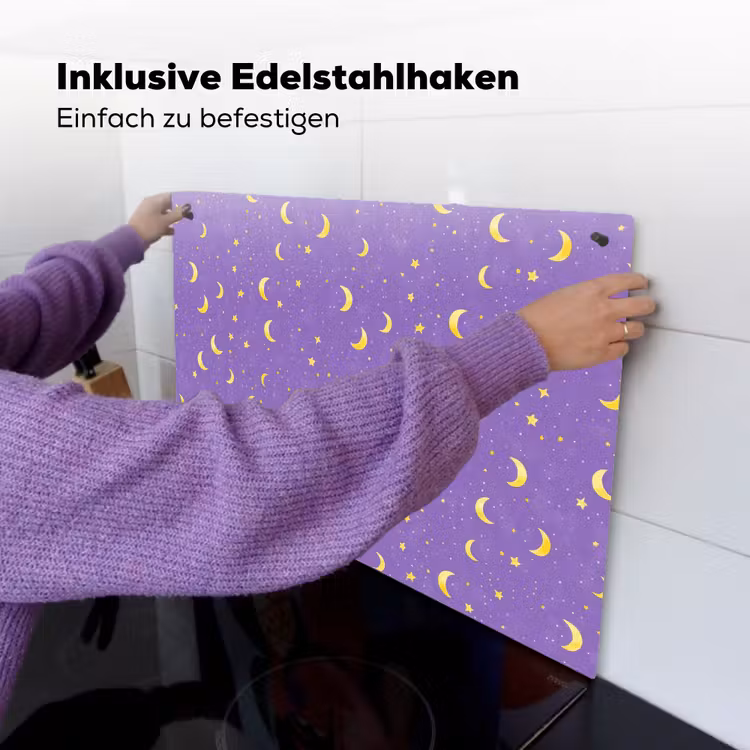 Manen - Sterren - Paars Inductie beschemer met haakjes klein 777 -ky-ophangen-de