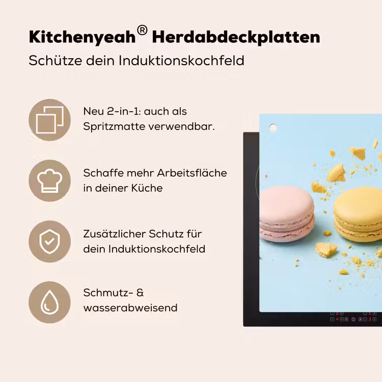 Macarons - Kleurrijk - Pastel Inductie beschemer met haakjes klein -ky-usp-de
