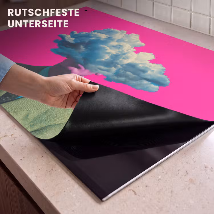 2-in-1 Herdabdeckplatte & Spritzschutz - Mann - Anzug - Wolke - Rosa - Man - Pak - Wolk - Roze Inductie beschemer met haakjes klein
