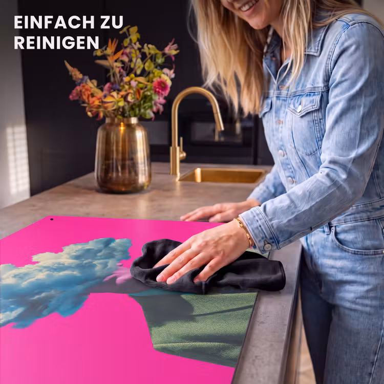 2-in-1 Herdabdeckplatte & Spritzschutz - Mann - Anzug - Wolke - Rosa - Man - Pak - Wolk - Roze Inductie beschemer met haakjes klein